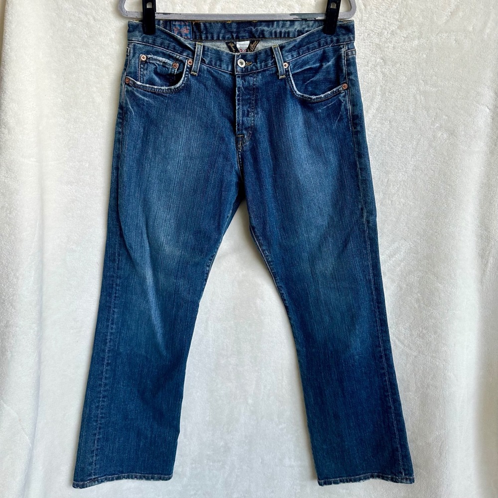 Lucky Brand Slim Bootleg Jeans Mens 34 Made in USA Gene Montesano Med Wash